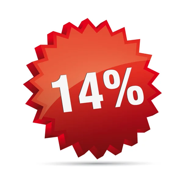 14 fourteen percent reduced Discount advertising action button badge bestseller free shop sale — Stok Vektör