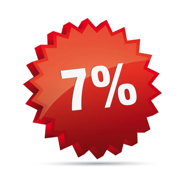 7 sept pour cent réduit Discount publicité bouton action badge best-seller vente boutique gratuite — Image vectorielle