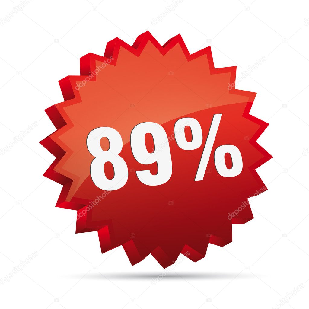 89 percent 3D Discount advertising action button badge bestseller percent free shop sale