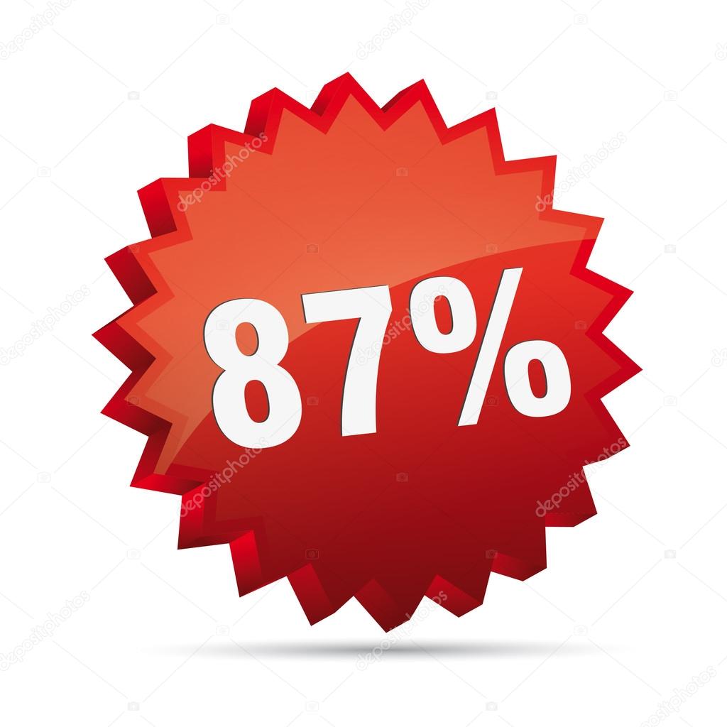 87 eighty-seven percent reduced Discount advertising action button badge bestseller shop sale