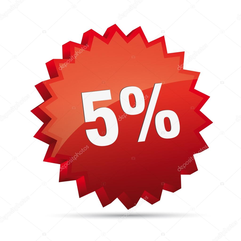5 five percent reduced Discount advertising action button badge bestseller free shop sale