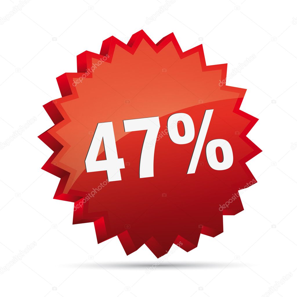 47 forty-seven percent reduced 3D Discount advertising action button badge bestseller shop sale