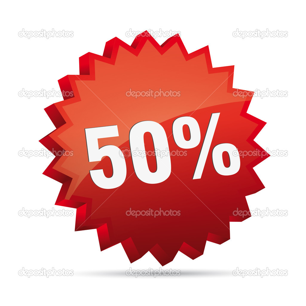 50 fifty Prozent reduziert Discount advertising action button badge bestseller shop sale