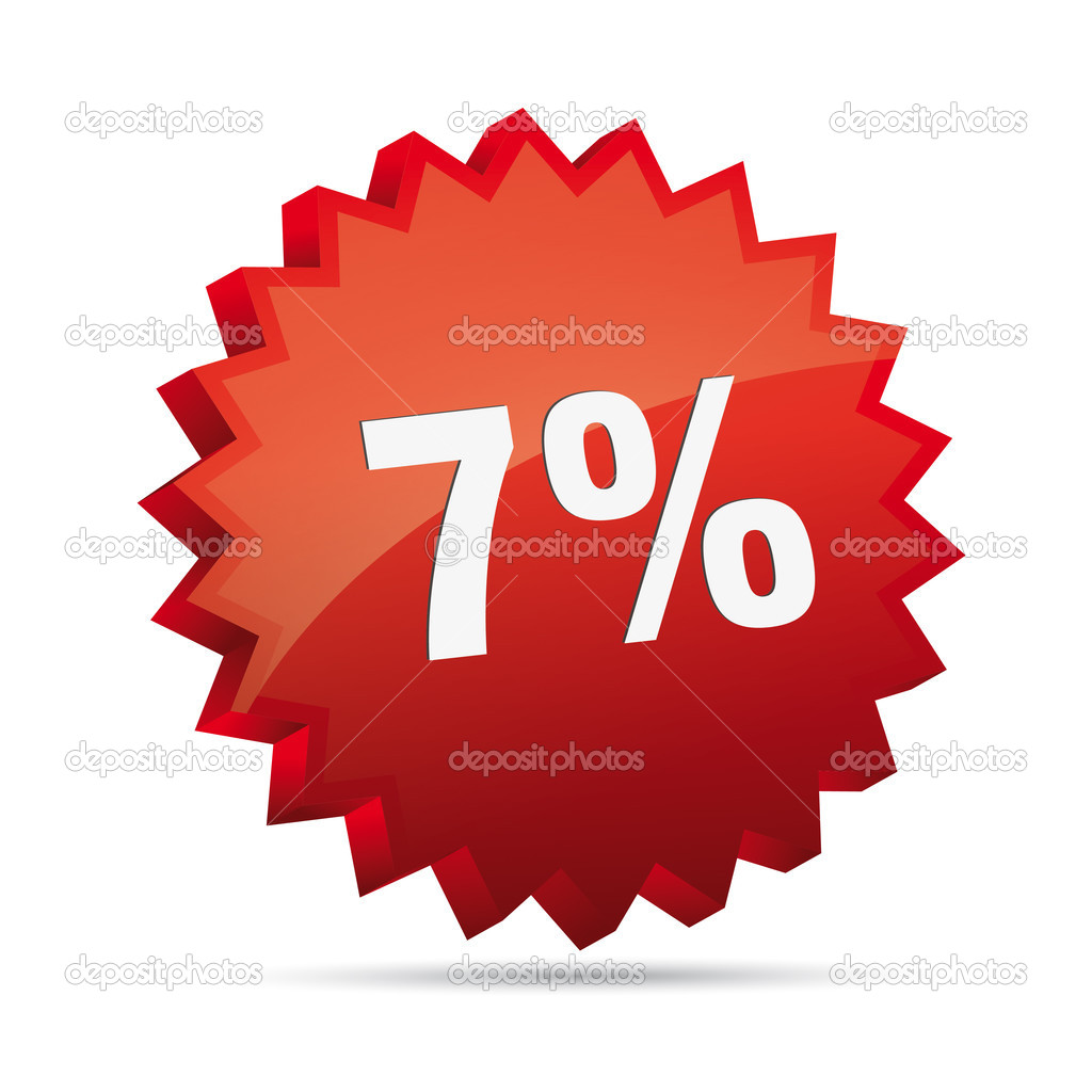 7 seven percent reduced Discount advertising action button badge bestseller free shop sale