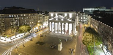 Tiyatro aix-la-chapelle şehir müzik oyunculuk turizm gece şafak uzun süreli pozlama