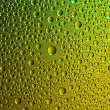 Gökkuşağı renkli boncuk lotuseffekt tau sızdırmazlık Waterdrops spektral degrade yeşil sarı altın renk