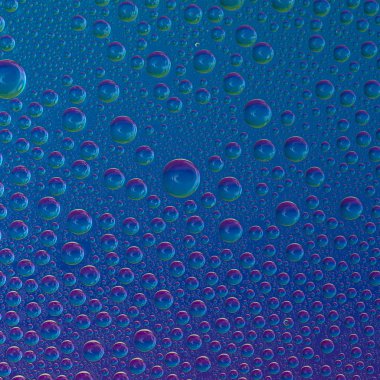 Spektral degrade mavi okyanus mor renk gökkuşağı renkli boncuk lotuseffekt tau sızdırmazlık su damlaları