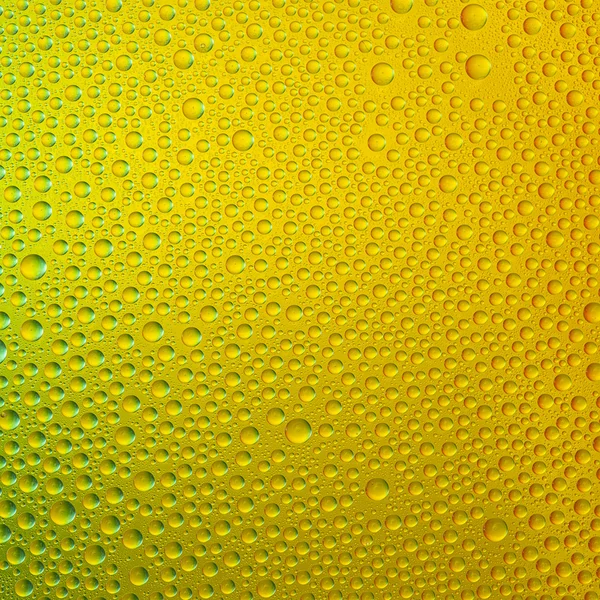 Vízcseppeket spektrális színátmenet arany sárga zöld természet színek szivárványos színes gyöngyfűzés lotuseffekt tau tömítés — Stock Fotó