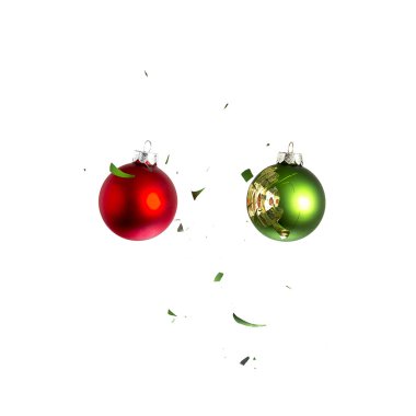 Noel top Noel ağacı yeşil kırmızı süs süsleme etkisi patlama paramparça