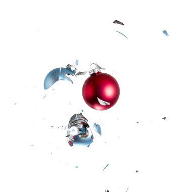 Noel top Noel ağacı mavi kırmızı süs süsleme etkisi patlama paramparça