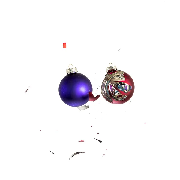 Jule bold juletræ ornament dekoration blå lilla rød indvirkning eksplosion knust - Stock-foto