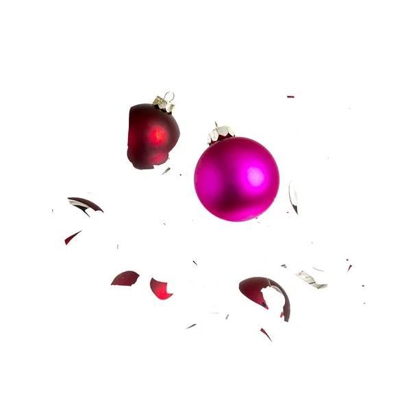 Christmas ball christmas tree ornament decoration red pink purple impact explosion shattered — Stock Photo, Image