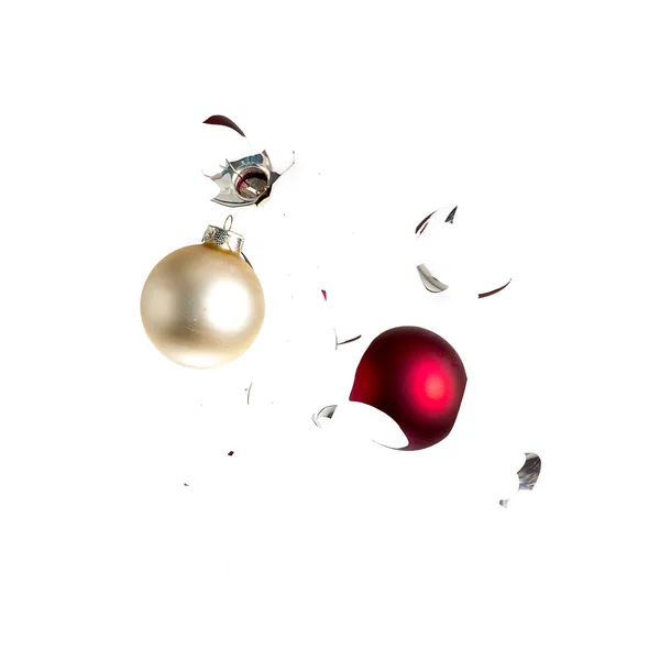Noel top Noel ağacı süsleme Dekorasyon kırmızı Gümüş altın etkisi patlama paramparça — Stok fotoğraf