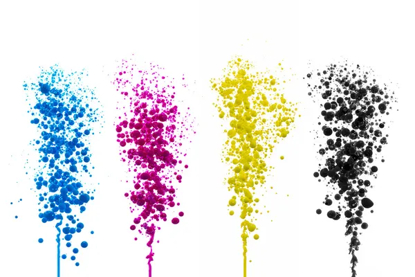 Oil paint Cyan Magenta balls bubbles print cmyk color model druckerei splash farbklecks colorful — Stock Photo, Image