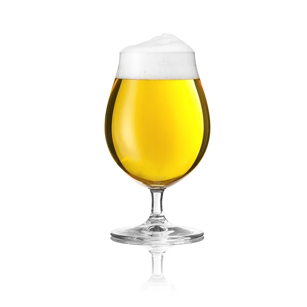 Beer glass beer Altbier tulipa cerveja espuma espuma coroa ouro pils álcool cervejaria gastronomia isolada — Fotografia de Stock