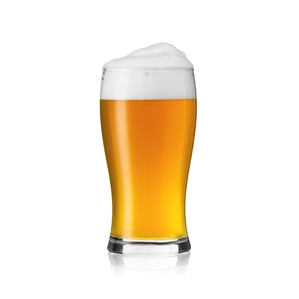 Bier glas bier schuim bier mok bier mok Beieren gouden schuim kroon alcohol brouwerij geïsoleerd — Stockfoto