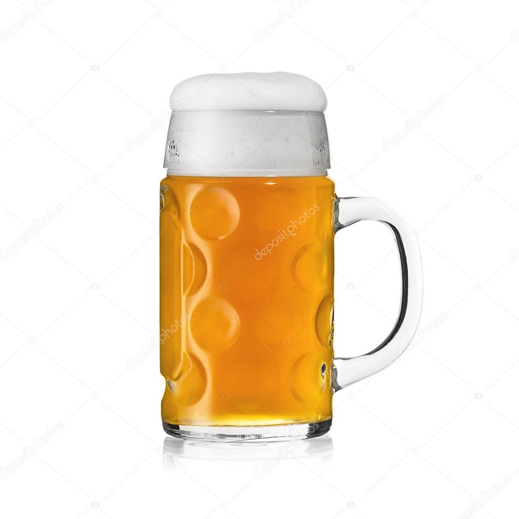 Beer glass beer froth bavaria oktoberfest beer stein gold foam crown Mass alcoholic brewery isolated