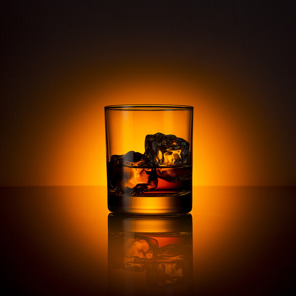 Whiskey glass ice cube drink bourbon summer sunset horizon rocks alcoholic scotland