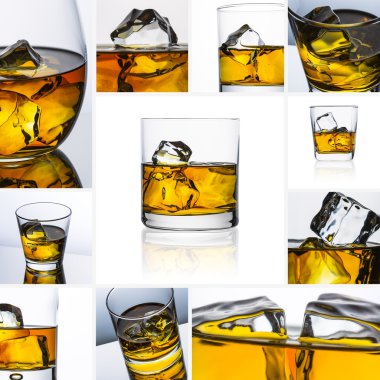 viski cam set kolaj yansıma buz içki burbon alkollü alkol kayalar İskoçya