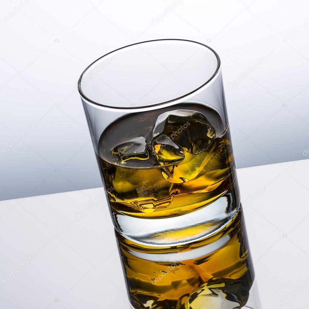Whiskey glass reflection ice drink bourbon rocks alcoholic alcohol scotland spirit tennessee