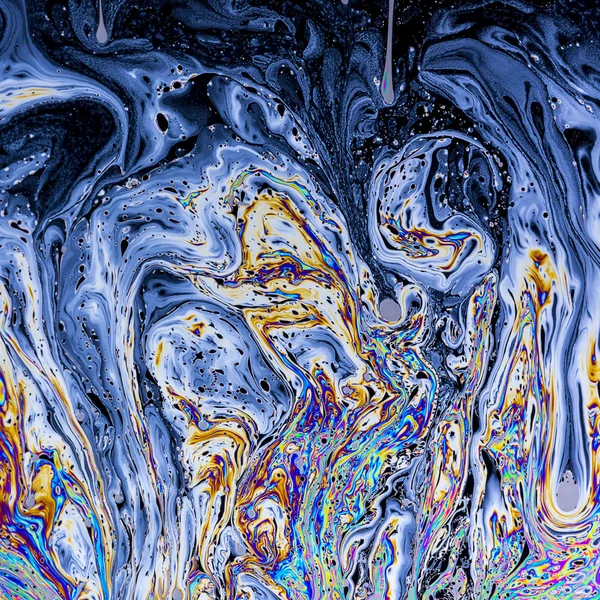 Tvål tvål film-film tvål liquidart abstrakt rainbow art färgglada ränder konsistens — Stockfoto