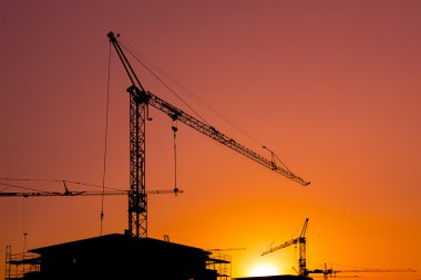 İnşaat vinç siluet günbatımı iskele mimarisi eigenheim mühendislik bausparen