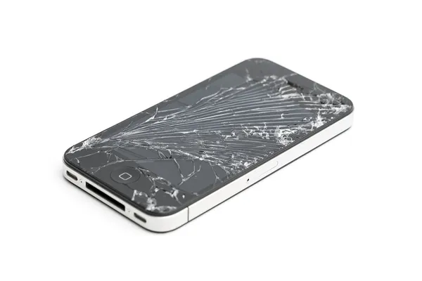 Iphone 4 4s разбитое стекло экран ремонт мобильного телефона страхование повреждения дисплея — стоковое фото
