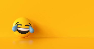 Mutlu ve ağlayan emoji arkaplanı, sosyal medya ve iletişim konsepti resmi, afiş boyutu, bireysel metin alanınız için telif alanı.