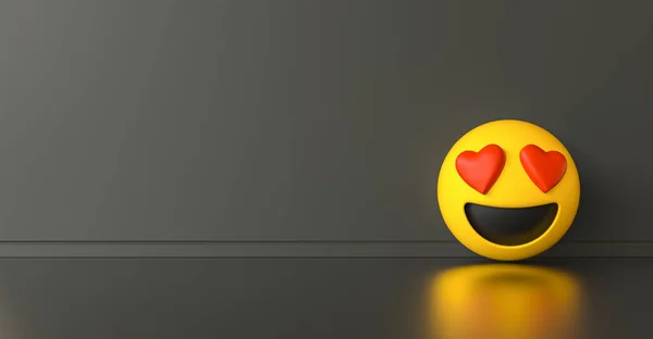 Smile Love Emoji Sfondo Grigio Scuro Social Media Immagine Concetto — Foto Stock