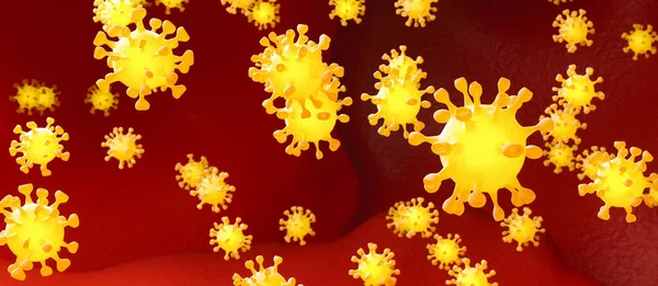 Grupo Células Coronavirus Tamanho Banner — Fotografia de Stock