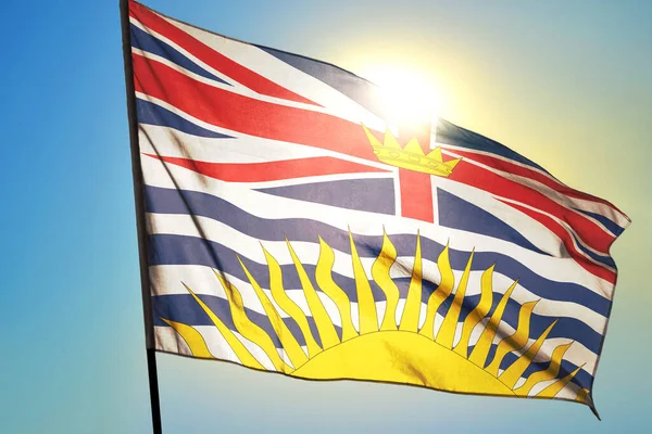 British Columbia Província Canadá Bandeira Acenando Vento Frente Sol — Fotografia de Stock