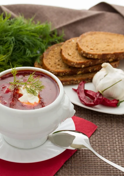 Borscht nacional ucraniano e russo — Fotografia de Stock