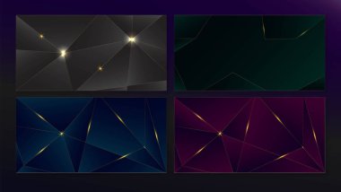 Platinum Dark Black Green Purple Blue Geometric Wallpaper. Metallic Crystal Celebration Pattern. Rich VIP New Year Border. Deep Blue Green Black Purple Frame. 3D Abstract Luxury Christmas Design.
