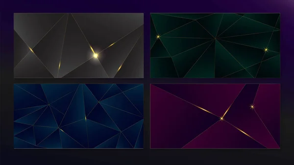 Platinum Dark Green Blue Black Purple Triangle Background Luxury Christmas — Vector de stock