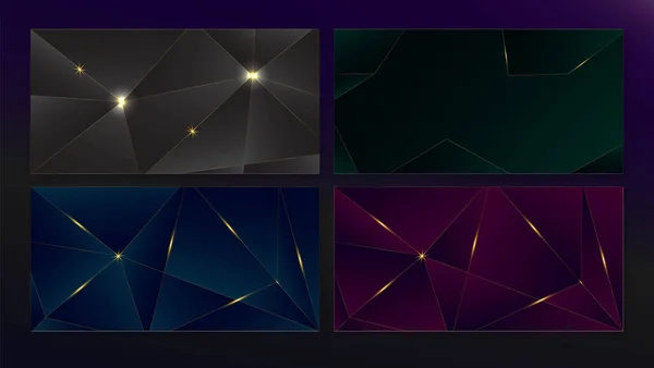 Platinum Dark Black Green Purple Blue Geometric Wallpaper Metallic Crystal — Vector de stock