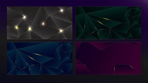 Golden Dark Green Black Purple Blue Triangular Background Royal New — Vector de stock