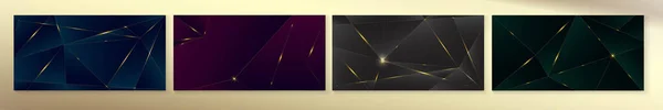 Golden Deep Purple Blue Green Black Triangle Wallpaper. Dark Purple Green Black Blue Poster. Shiny Crystal Celebration Texture. 3D Abstract Rich VIP New Year Banner. Premium Christmas Design.