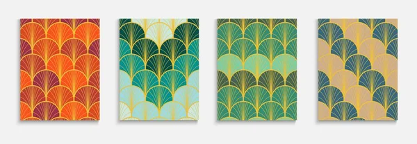Japon Altın Pervane Kapak Seti. Asya Vintage Yerleşim Seti. Zarif Kimono dokusu. Parlak Renkli Etnik A4 Tasarımı. Funky Dynamic Glam Tekstil Geçmişi. Geometrik Çizgiler Şablonu.