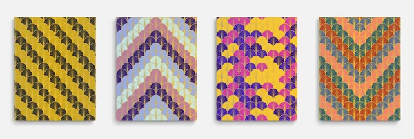 Ensemble Couvertures Funky Pour Ventilateur Doré Japonais Kimono Stripes Cover — Image vectorielle