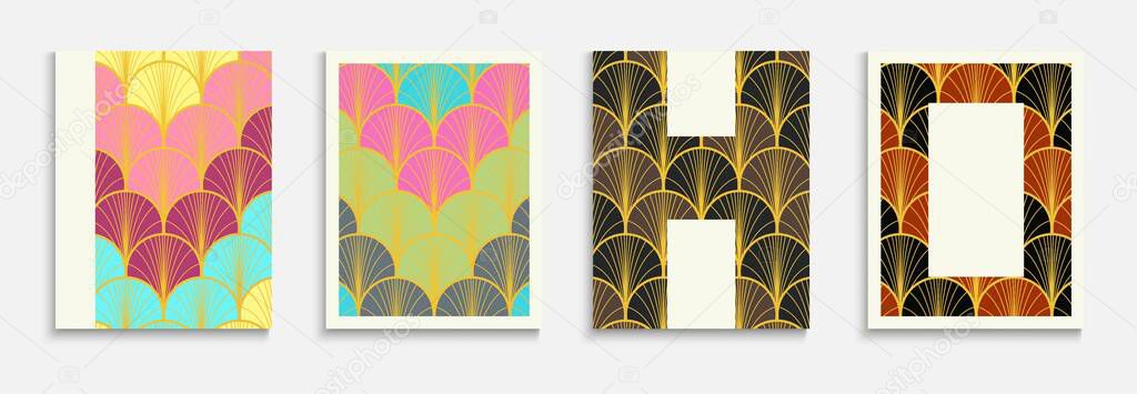 abstract geometric colorful seamless patterns, set 