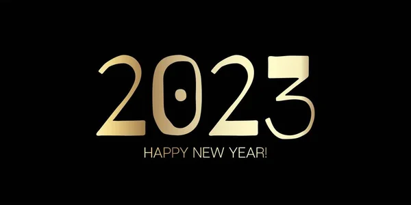 2023 Happy New Year Frame Design Golden Winter Card Congratulation — Stock Vector