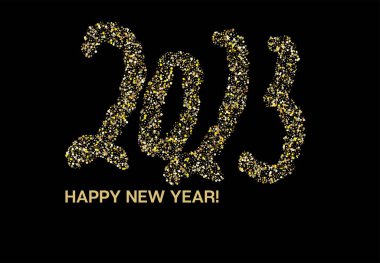 Altın Parıltısı 2023 Konfeti Kutlama Bayrağı. Tebrik etmek için lüks kış kartı. 2023 Mutlu Yeni Yıl Tasarımı. Noel Logosu Duvar Kağıdı. Kış Tatil Kartı. Zengin 2023 Yeni Yıl Dokusu.