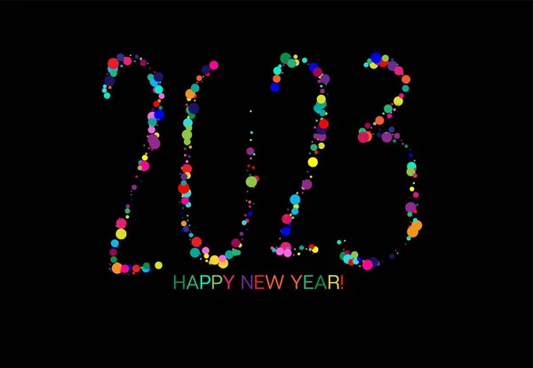 2023 Rainbow Confetti Karta Gratulacyjna Kontekst Logo Świątecznego 2023 Szczęśliwego — Wektor stockowy