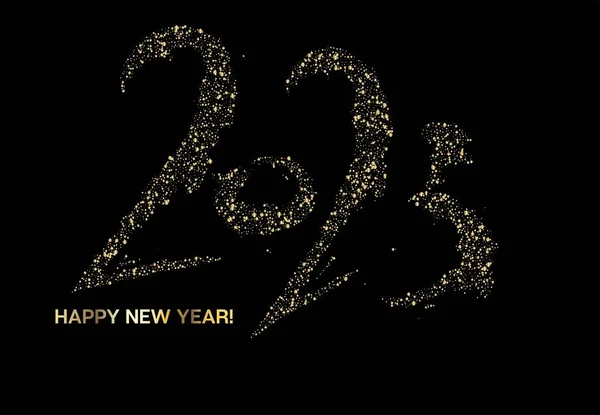 Złoty Brokat 2023 Confetti Celebration Banner Kontekst Logo Świątecznego 2023 — Wektor stockowy