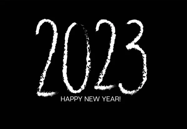 2023 Graphic Black White Paint Banner Winterferienkarte 2023 Frohes Neues — Stockvektor