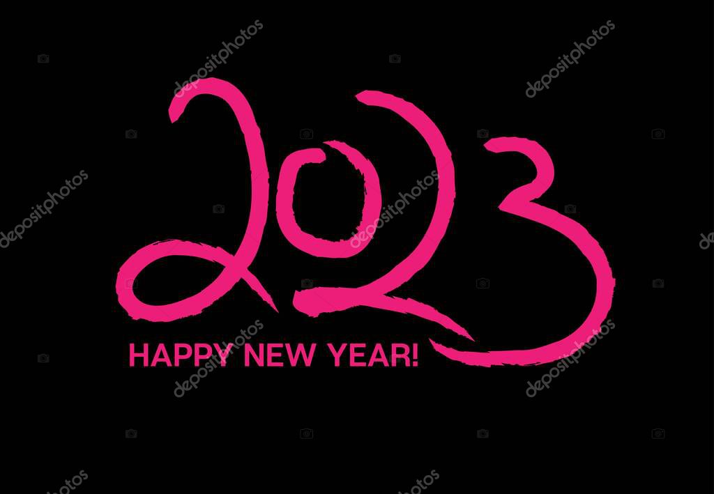 2023 Funky Paintbrush Hand Made Calligraphy. VIP 2023 New Year Texture. 2023 Happy New Year Border Design. Winter Holiday Card. Luxury Winter Card for Congratulation.  Christmas Logo Background.