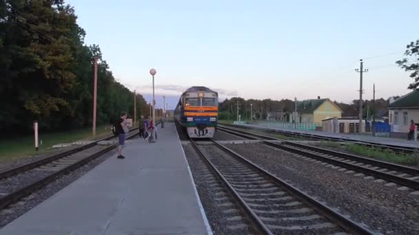 Поезд Прибывает Станцию — стоковое видео