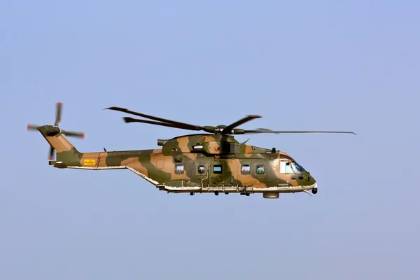 MONTE REAL, PORTUGAL-APRIL 7: Agusta-Westland EH-101 Merlin Portuguese at runway approach. Participating in Real Thaw Nato exercise at Base N.5 MONTE REAL,integrated in Fap and Nato on April 7,2011 in — Stock Photo, Image