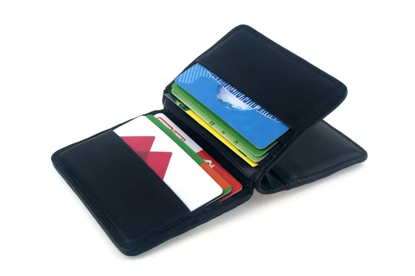 Portfel z kart kredytowych na białym tle — Zdjęcie stockowe
