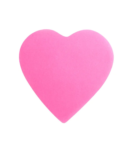Розовое сердце на белом фоне — стоковое фото